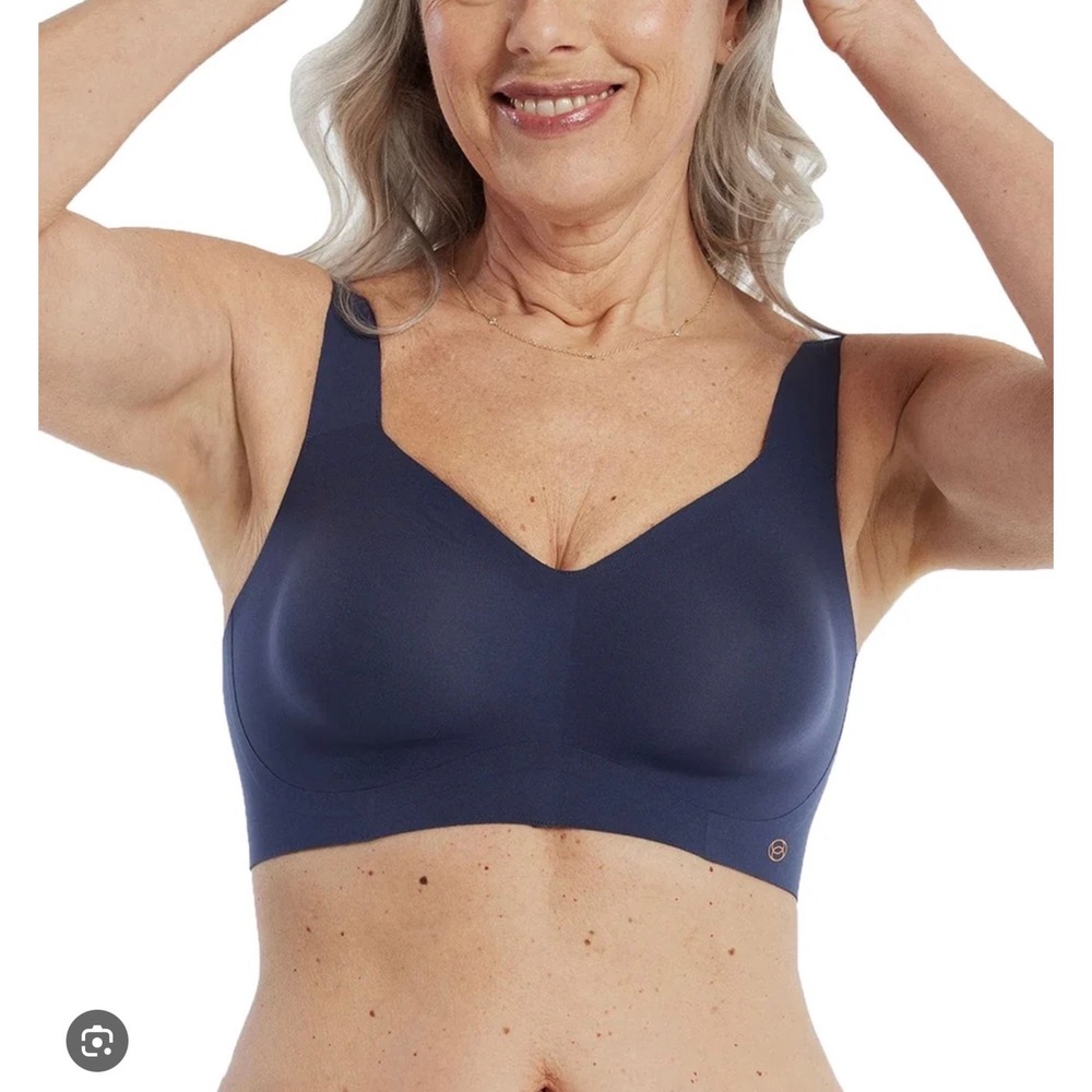 Evelyn Bobbie The Beyond Bra Nylon Spandex Navy Blue Wireless Women 2XL